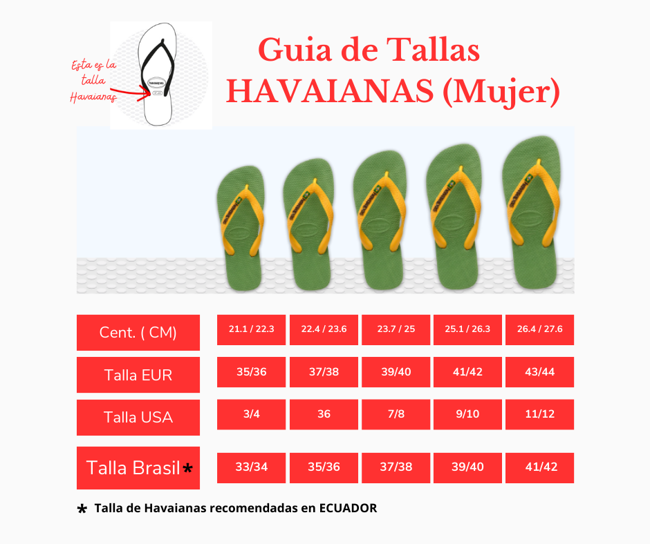 Talla discount havaianas niños